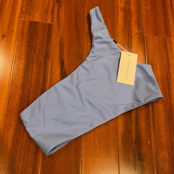 Lovers and Friends Bikini Top One Shoulder Swimsuit Swim Periwinkle Blue New M - Picture 1 of 5